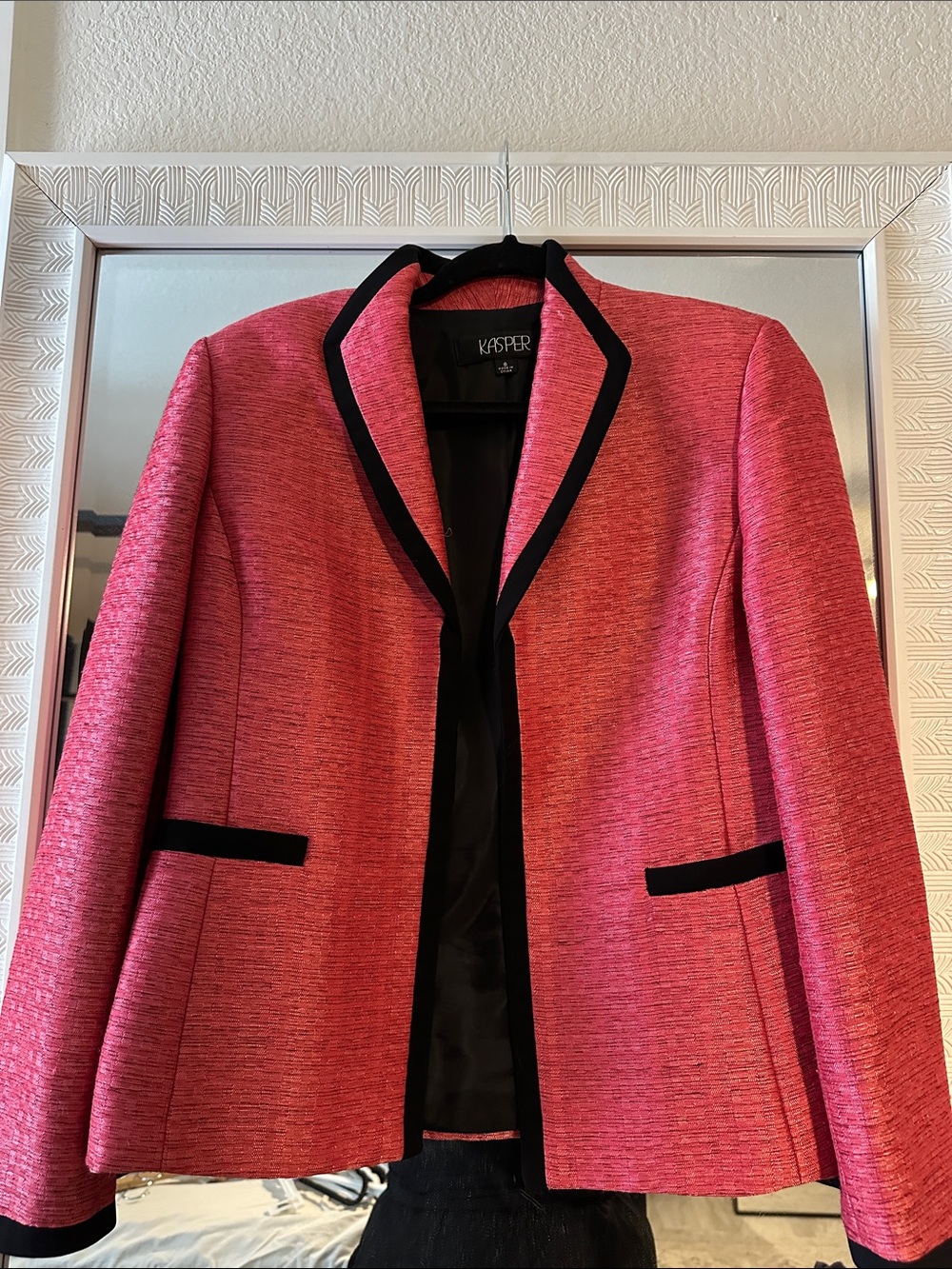 Kasper Hot Pink Blazer with Black Trim